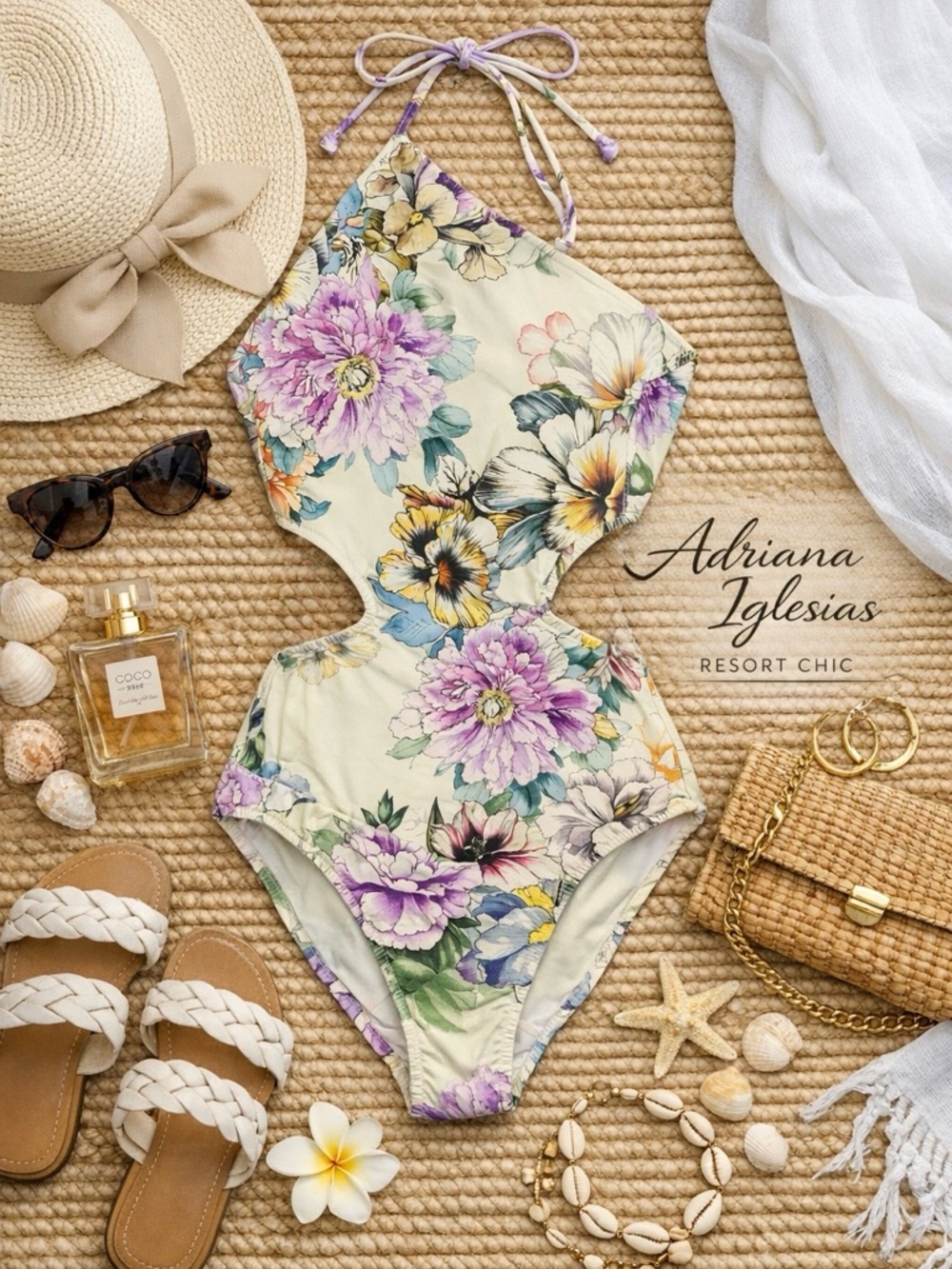 Adriana Iglesias Floral One‑Piece Swimsuit – Size 36 (fits like XS/S)